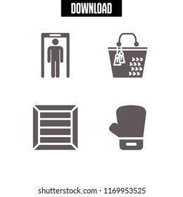 box icon. 4 box vector set. scanner, bag, boxing glove and package icons for web and design about box theme