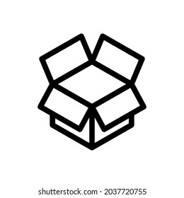 Box icon. Black contour linear silhouette. Top front view. Vector simple flat graphic illustration. The isolated object on a white background. Isolate.