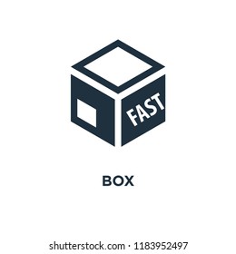 Box icon. Black filled vector illustration. Box symbol on white background. Can be used in web and mobile.