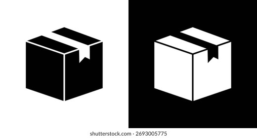Box icon. The black silhouette vector
