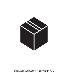 Kästchen Icon schwarzen Stil Design. Paketvektorgrafik. einzeln auf weißem Hintergrund