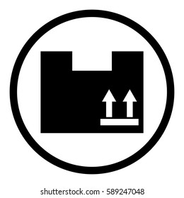 Box icon in circle on white background
