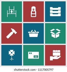 Box icon. collection of 9 box filled icons such as hummer, parcel, gift, office supply. editable box icons for web and mobile.