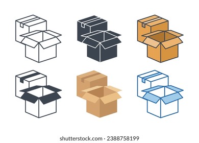 Box icon collection with different styles. Package icon symbol vector illustration isolated on white background