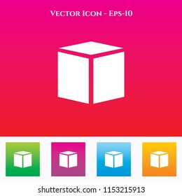 Box Icon in Colored Square box. eps-10