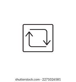 box icon with connected arrow black and white