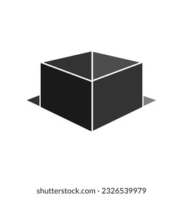 Icono de cuadro. Símbolo de forma cúbico, 3D.