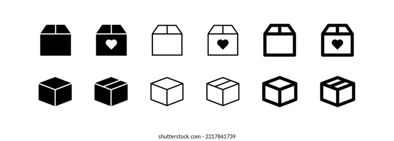 Box icon. Сapacity for delivery. Outline symbol. Black color. Vector isolated sign.