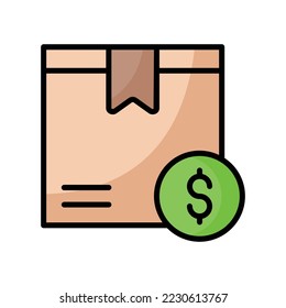 Box icon with dollar symbol. Vector illustration for delivery service