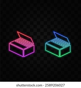 box icon, flat design illustration. Simple Clipboard Icon Vector Template. neon style.