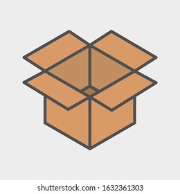 box icon. flat illustration of package vector icon, shipping sign symbol on blank background