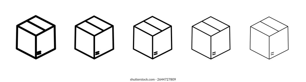 Box icon flat illustration set logo