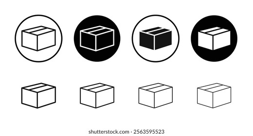 Box icon Flat outline fill set collection