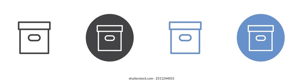 Box icon Flat set in black and white color