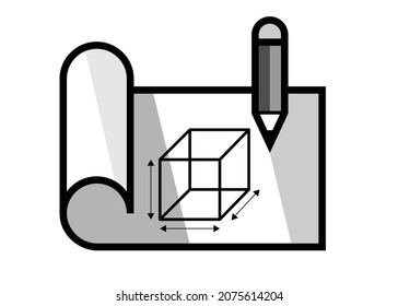 Icono de cuadro para el diseñador gráfico y el arquitecto. 3 dimensión simbólica. 