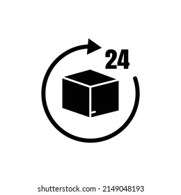 Box icon inside circle. number 24. full time delivery. solid icon style. suitable for packaging icon. simple design editable. Design template vector