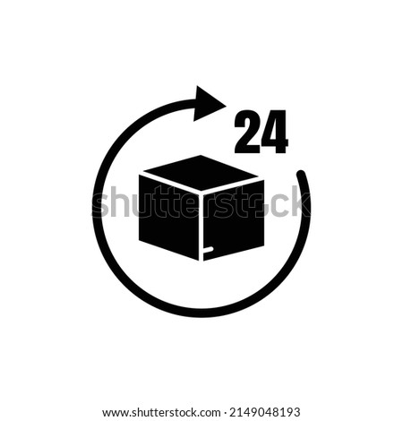 Box icon inside circle. number 24. full time delivery. solid icon style. suitable for packaging icon. simple design editable. Design template vector