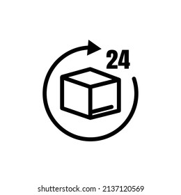 Box icon inside circle. texts 24. full time delivery. line icon style. suitable for packaging icon. simple design editable. Design template vector