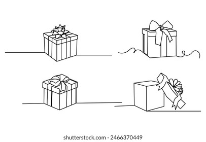 Box-Symbol im Linienstil, Lieferung, Paket, Export, Fracht, Rücksendung von Paketen,
Rückgabe, Paket, Geschenkbox.
