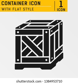 Box icon with line style on isolated soft gray background. Container vector with soft gray background. Vector Icon line style