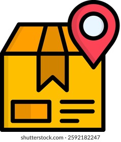 Box Icon Lineal Color Vector Illustration