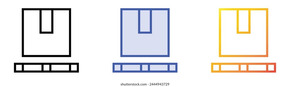 box icon. Linear, Blue Fill and Gradient Style Design Isolated On White Background