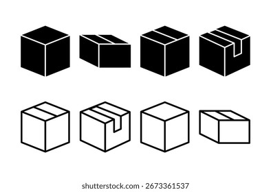 Logo-Design für Box-Symbole. Kastenzeichen und Symbol, Paket, Paket