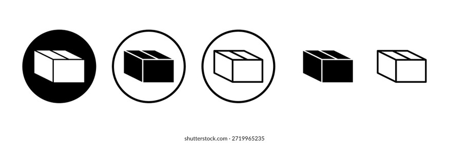 Diseño del logotipo del icono de la caja. muestra y símbolo de la caja, paquete, paquete