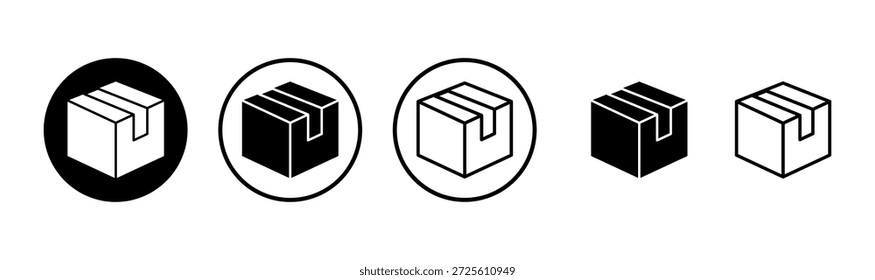 Diseño del logotipo del icono de la caja. muestra y símbolo de la caja, paquete, paquete
