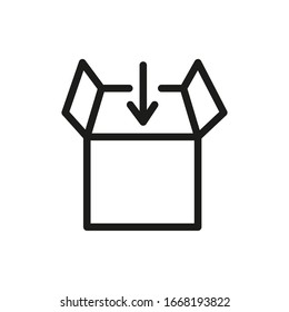 Box icon or logo in modern line style. High quality black outline pictogram for web site design and mobile apps. Vector illustration on a white background.
