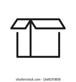 Box Symbol oder Logo im modernen Linienstil. Hochwertiges schwarzes Rahmenpiktogramm für Webdesign und mobile Apps. Vektorillustration auf weißem Hintergrund.
