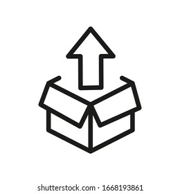 Box icon or logo in modern line style. High quality black outline pictogram for web site design and mobile apps. Vector illustration on a white background.