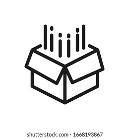 Icono de caja o logotipo en estilo de línea moderna. Pictograma negro de alta calidad para diseño de sitios web y aplicaciones móviles. Ilustración vectorial en fondo blanco.