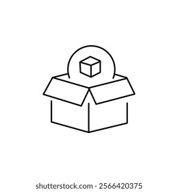 Box icon or logo in modern line style. High quality black outline pictogram for web site design and mobile apps. Vector illustration on a white background.