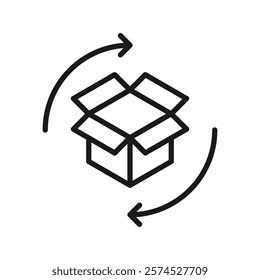 Box icon or logo in modern line style. High quality black outline pictogram for web site design and mobile apps. Vector illustration on a white background.