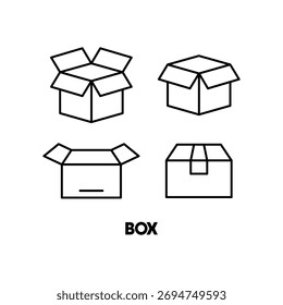 Icono de caja o logotipo en estilo de línea moderna. Pictograma de contorno negro de alta calidad para diseño de Sitio web y App móviles. Ilustración vectorial sobre fondo blanco.