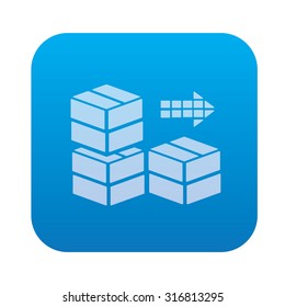 Box icon on blue background,clean vector