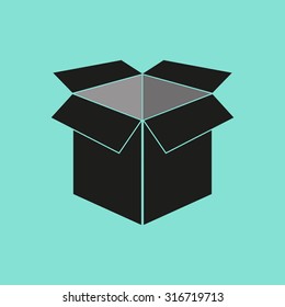 Box  icon  on green background. Vector illustration.