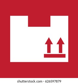 Box icon on red background