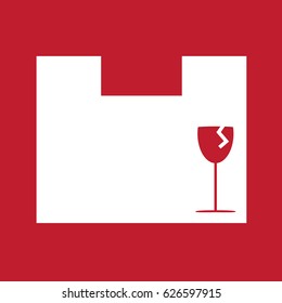 Box icon on red background