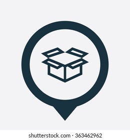 box icon, on white background map pin