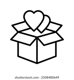 icono de caja. Diseño de estilo de contorno aislado sobre fondo blanco