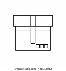 Box icon in outline style isolated on white background. Packaging symbol vector illustration