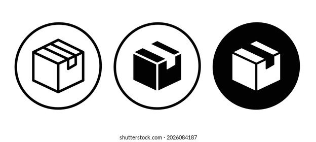 Box icon. Package, delivery boxes, cargo distribution, export, return parcel. Shipment of goods, open package, Open Box, recycled, Contains such priority shipping, express order tracking, crate icons