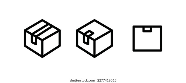 Box icon. Package, delivery boxes, cargo distribution, export, return parcel. Shipment of goods, open package, Open Box, recycled, Contains such priority shipping, express order tracking, crate icons