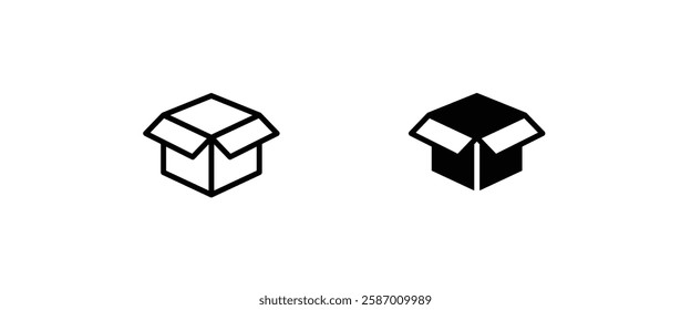Box icon. Package, delivery boxes, cargo distribution, export, return parcel. Shipment of goods, open package, Open Box, recycled, Contains such priority shipping, express order tracking, crate icons