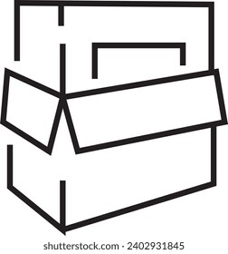 Box icon . Product package cardboard shipping parcel box icon collection. Open and close outlined carton box vector sign. Open empty cube package. Stock vector

