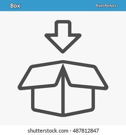 Box Icon. Professional, pixel perfect icons optimized for both large and small resolutions. EPS 8 format. 12x size for preview.