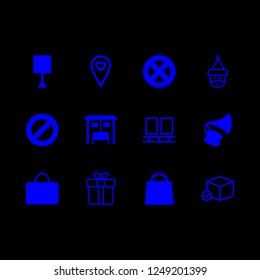 box icon set about conveyor, bag, gramophone and package vector set