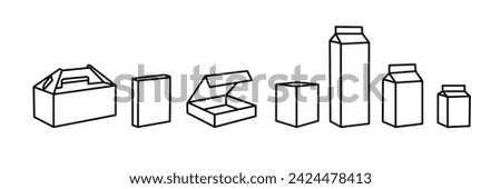 Box icon set. Carton boxes. Package design. Linear style. Vector icons